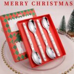 Caja de regalo de cubiertos de dibujos animados, juego de tenedor y cuchara de cuchillo navideño, 4 unidades por paquete - Imagen 6