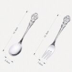 2 unids/pack Retro calado tallado postre cuchara tenedor conjunto grabado cubiertos caja de regalo, Blue Box (Silver) - Imagen 3