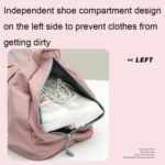 Bolsa de almacenamiento para natación con separación de ropa seca y húmeda, bolsa deportiva para ejercicios con compartimento para zapatos, Beige - Imagen 7