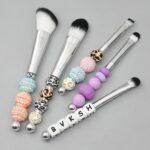 El sistema de cepillo moldeado DIY del maquillaje de la manija del metal 5 en 1 se ruboriza el cepillo inclinado de la sombra de ojos del polvo flojo, Silver - Imagen 5