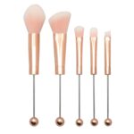 El sistema de cepillo moldeado DIY del maquillaje de la manija del metal 5 en 1 se ruboriza el cepillo inclinado de la sombra de ojos del polvo flojo, Rose Gold - Imagen 2