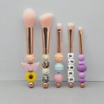 El sistema de cepillo moldeado DIY del maquillaje de la manija del metal 5 en 1 se ruboriza el cepillo inclinado de la sombra de ojos del polvo flojo, Rose Gold - Imagen 5