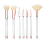 Juego de brochas de maquillaje de cristal 7 en 1 con mango vacío, cepillos de arena para cosméticos