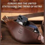 Bull Captain Retro Crazy Horse cuero hombres cintura bolso hombro bolso bandolera - Imagen 4