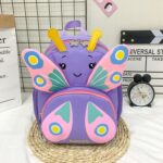 Mochila escolar para niños, bolso de hombro, mochila de mariposa de dibujos animados lindo para niñas