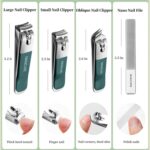 4 unids/set de cuchillos para uñas de acero inoxidable, bolsa giratoria portátil para el hogar, herramienta para cortar uñas, Light Pink - Imagen 2