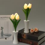 Tulipán LED luz nocturna decoración interior lámpara para dormir simulación flor luz ambiental, Tulip - Imagen 6