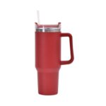 Taza de vacío de doble capa para coche de 40oz con mango de paja, termo de acero inoxidable