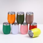 Taza de cáscara de huevo de acero inoxidable Mini taza aislada al vacío de doble capa en forma de U, 12oz 354ML - Imagen 2