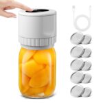 Kit de sellador al vacío de tarro eléctrico, máquina de sellado para almacenamiento de alimentos con 10 tapas de tarro, Sealer Kit Black, Sealer Kit White - Imagen 2