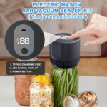 Kit de sellador al vacío de tarro eléctrico, máquina de sellado para almacenamiento de alimentos con 10 tapas de tarro, Sealer Kit Black, Sealer Kit White - Imagen 4