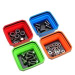Bandeja magnética plegable de las piezas del silicón cuadrado para las pequeñas piezas y herramientas, Green - Imagen 2