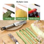Cuchillo de pelar multifuncional de acero inoxidable, raspador de frutas y verduras para el hogar, abridor de botellas - Imagen 8