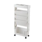 Estante de almacenamiento de plástico con carrito móvil de 5 capas para estanterías verticales de libros para estudiantes
