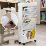Estante de almacenamiento de plástico con carrito móvil de 5 capas para estanterías verticales de libros para estudiantes - Imagen 6