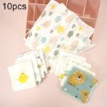 10 unids/paquete 25x25cm pañuelo de gasa con estampado de alta densidad de doble capa toalla babeante para niños pequeños