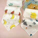 10 unids/paquete 25x25cm pañuelo de gasa con estampado de alta densidad de doble capa toalla babeante para niños pequeños - Imagen 3