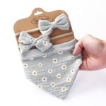 3 en 1 bebé babeando toalla algodón impreso doble cara triángulo toalla diadema conjunto baberos impermeables, DP069-3 - Imagen 8