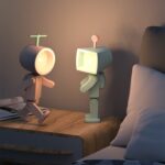 Mini astronauta magnético LED luz nocturna escritorio bloque de construcción adornos lámpara de escritorio, Square Blue - Imagen 11