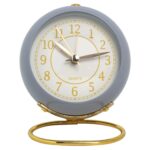 Reloj redondo de metal, despertador electrónico silencioso para niños con luz