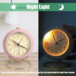 Reloj redondo de metal, despertador electrónico silencioso para niños con luz - Imagen 4