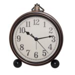 Reloj despertador de hierro retro Reloj de cuarzo de escritorio simple, Black