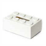 Caja de almacenamiento de pañuelos de bloques de construcción de dibujos animados multifuncional, mesita para café de sala de estar, decoraciones, White