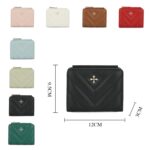 Baellerry N2401 Cartera corta de cuero PU con múltiples ranuras para tarjetas Monedero con cremallera y flores cruzadas - Imagen 2