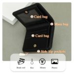 Baellerry N2401 Cartera corta de cuero PU con múltiples ranuras para tarjetas Monedero con cremallera y flores cruzadas - Imagen 3