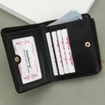 Baellerry N2401 Cartera corta de cuero PU con múltiples ranuras para tarjetas Monedero con cremallera y flores cruzadas - Imagen 5