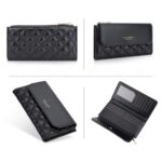 Baellerry N2403 Cartera larga para mujer con múltiples ranuras para tarjetas Bolso de mano triple de gran capacidad, Black - Imagen 2