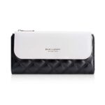 Baellerry N2403 Cartera larga para mujer con múltiples ranuras para tarjetas Bolso de mano triple de gran capacidad, Black White