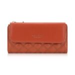 Baellerry N2403 Cartera larga para mujer con múltiples ranuras para tarjetas Bolso de mano triple de gran capacidad, Brown