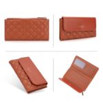 Baellerry N2403 Cartera larga para mujer con múltiples ranuras para tarjetas Bolso de mano triple de gran capacidad, Brown - Imagen 2