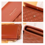 Baellerry N2403 Cartera larga para mujer con múltiples ranuras para tarjetas Bolso de mano triple de gran capacidad, Black - Imagen 5