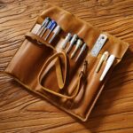 Estuche Retro de cuero genuino para lápices, cortina, cuerda para atar con llave - Imagen 2