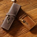 Estuche Retro de cuero genuino para lápices, cortina, cuerda para atar con llave - Imagen 3