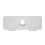 Alfombrilla de drenaje antisalpicaduras para grifo de silicona para cocina y baño, White