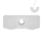 Alfombrilla de drenaje antisalpicaduras para grifo de silicona para cocina y baño, White+Waterproof Edge
