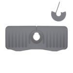 Alfombrilla de drenaje antisalpicaduras para grifo de silicona para cocina y baño, Gray+Waterproof Edge