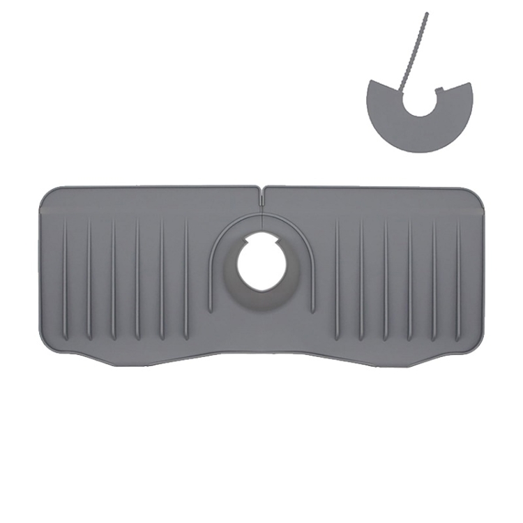 TBD0604362905A.jpg Alfombrilla de drenaje antisalpicaduras para grifo de silicona para cocina y baño, Gray+Waterproof Edge - Imagen 1