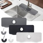 Alfombrilla de drenaje antisalpicaduras para grifo de silicona para cocina y baño, White - Imagen 2