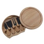 4 unids/set caja redonda de roble cuchillo para queso espátula herramientas para queso de acero inoxidable cubiertos, Black