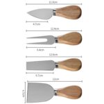 4 unids/set caja redonda de roble cuchillo para queso espátula herramientas para queso de acero inoxidable cubiertos, Steel Color - Imagen 6