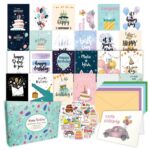 Tarjeta de felicitación de feliz cumpleaños con sobres y pegatinas., 50pcs /Set