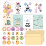 24 unidades/juego de tarjetas de felicitación de feliz cumpleaños con sobres y pegatinas, 24pcs /Set