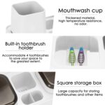 Estante para cepillos de dientes de hotel con soporte de pasta de dientes montado en la pared de escritorio de doble taza - Imagen 5
