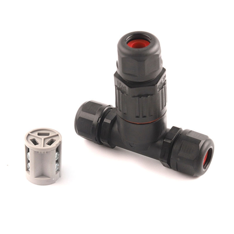 TBD0604385001A.jpg Conector impermeable de acoplamiento masculino y femenino tripolar del bloque de terminales del alambre en T al aire libre, 3 Pole - Imagen 1