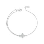 Pulsera de mujer cruzada de doble capa chapada en platino de plata esterlina S925, BSB161