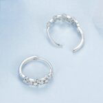 Pendientes de mujer con estrella de cinco puntas brillantes chapados en platino de plata de ley S925, BSE979 - Imagen 2